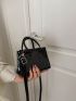 Mini Square Bag Embossed Detail Solid Black