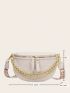 Small Fanny Pack Embossed Detail Chain Decor