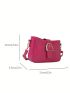 Small Hobo Bag Crocodile Embossed Buckle Decor Neon Pink Funky