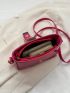 Small Hobo Bag Crocodile Embossed Buckle Decor Neon Pink Funky