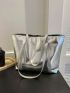 Zipper Shoulder Tote Bag Double Handle Metallic PU Funky