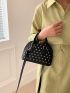 Small Dome Bag Studded Decor Double Handle PU