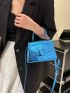 Mini Flap Square Bag Metallic Blue Funky