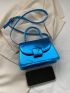 Mini Flap Square Bag Metallic Blue Funky