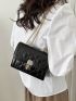 Mini Flap Square Bag Quilted Pattern Turn Lock