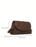 Mini Square Bag Geometric Embossed Flap Brown PU