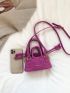 Mini Bucket Bag Letter Detail Double Handle