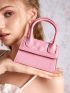 MOD Mini Square Bag Quilted Flap PU Pink