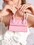 MOD Mini Square Bag Quilted Flap PU Pink