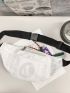 Letter Patch Decor Fanny Pack Zip Front