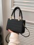 Mini Square Bag Embossed Detail Braided Handle