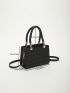 Mini Square Bag Embossed Detail Braided Handle