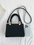 Mini Square Bag Embossed Detail Braided Handle