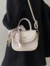 Mini Flap Saddle Bag Embroidered Detail Twilly Scarf Decor