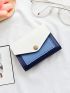 Colorblock Small Wallet Trifold Multi-Function