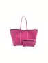 Neon Pink Shopper Bag With Coin Purse Contrast Binding