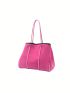 Neon Pink Shopper Bag With Coin Purse Contrast Binding