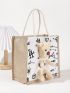 Letter & Star Graphic Shopper Bag Cartoon Bear Decor