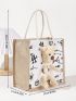 Letter & Star Graphic Shopper Bag Cartoon Bear Decor