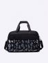 Letter Patch Decor Travel Bag Oversized Double Handle