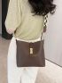 Minimalist Hobo Bag Medium Twist Lock Coffee Brown