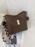 Minimalist Hobo Bag Medium Twist Lock Coffee Brown