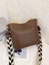 Minimalist Hobo Bag Medium Twist Lock Coffee Brown