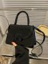 Minimalist Square Bag Mini Flap Black