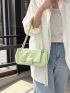 Flap Square Bag PU Chain Green