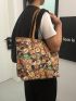 Cartoon Graphic Shoulder Tote Bag Small Double Handle