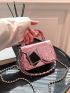 Mini Square Bag Metallic Crocodile Embossed Top Handle