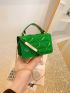 Quilted Square Bag Mini Flap Green