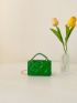 Quilted Square Bag Mini Flap Green