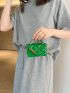 Quilted Square Bag Mini Flap Green