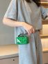 Quilted Square Bag Mini Flap Green