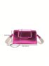 Minimalist Square Bag Chain Metallic Pink