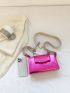 Minimalist Square Bag Chain Metallic Pink