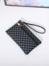 Geometric Pattern Long Wallet Zipper