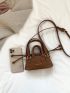 Mini Bucket Bag Letter Detail Double Handle