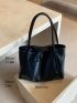 Large Capacity Shoulder Tote Bag Fashionable Black PU