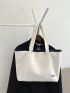 Oversized Shopper Bag Contrast Binding Double Handle