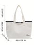 Oversized Shopper Bag Contrast Binding Double Handle