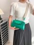 Minimalist Square Bag Chain Metallic Green