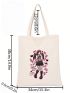 Small Cartoon Print Shopper Bag Double Handle