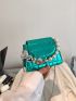 Mini Square Bag Crocodile Embossed Faux Pearl Decor Chain Strap