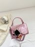 Mini Square Bag Metallic Crocodile Embossed Top Handle