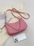 Stitch Detail Chain Baguette Bag Pink Fashion