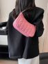 Stitch Detail Chain Baguette Bag Pink Fashion