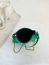 Buckle Decor Baguette Bag Metallic Green