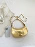 Buckle Decor Hobo Bag Metallic PU Funky Chain